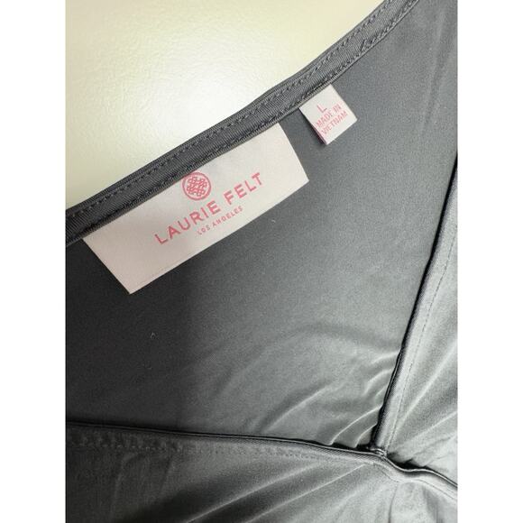 Laurie Felt Wrap Front Maxi Dress Dress L Black Goth Witchy Spooky Stretchy Glam - Picture 11 of 16